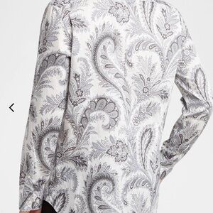 Etro White Shirt with Gray Paisley Print